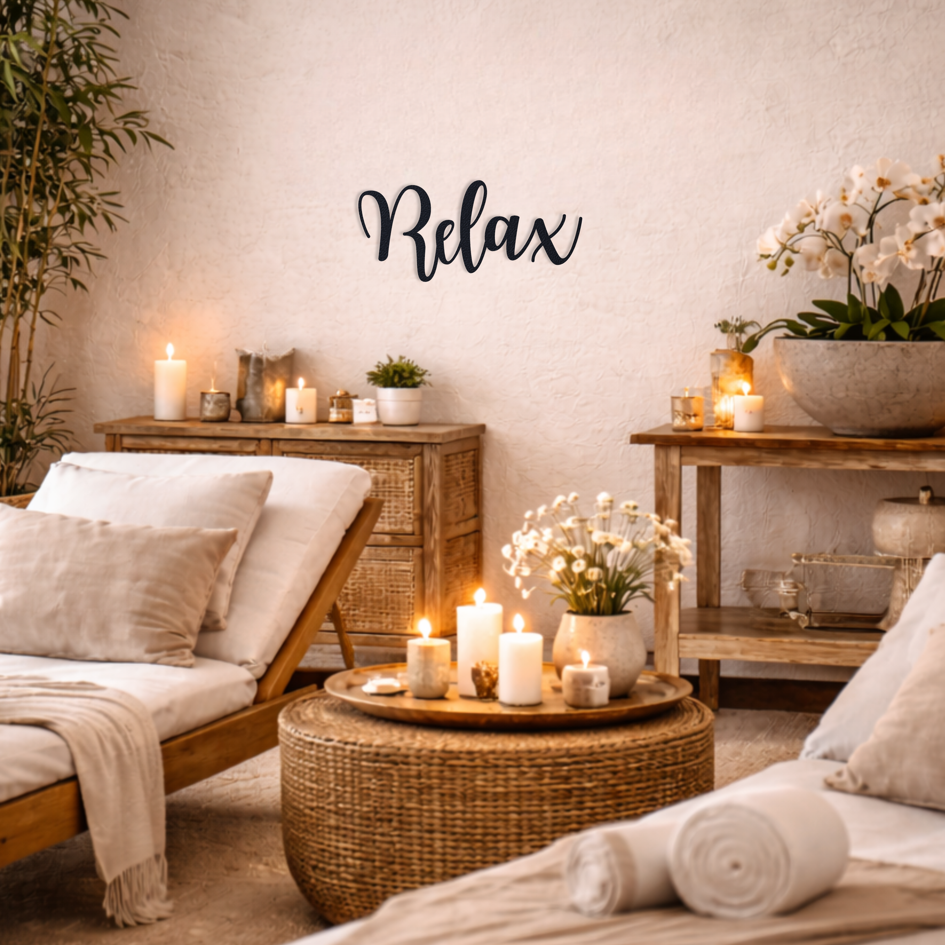 Klebendes Relax elegant Schild als moderne Wanddekoration – Produktansicht 8