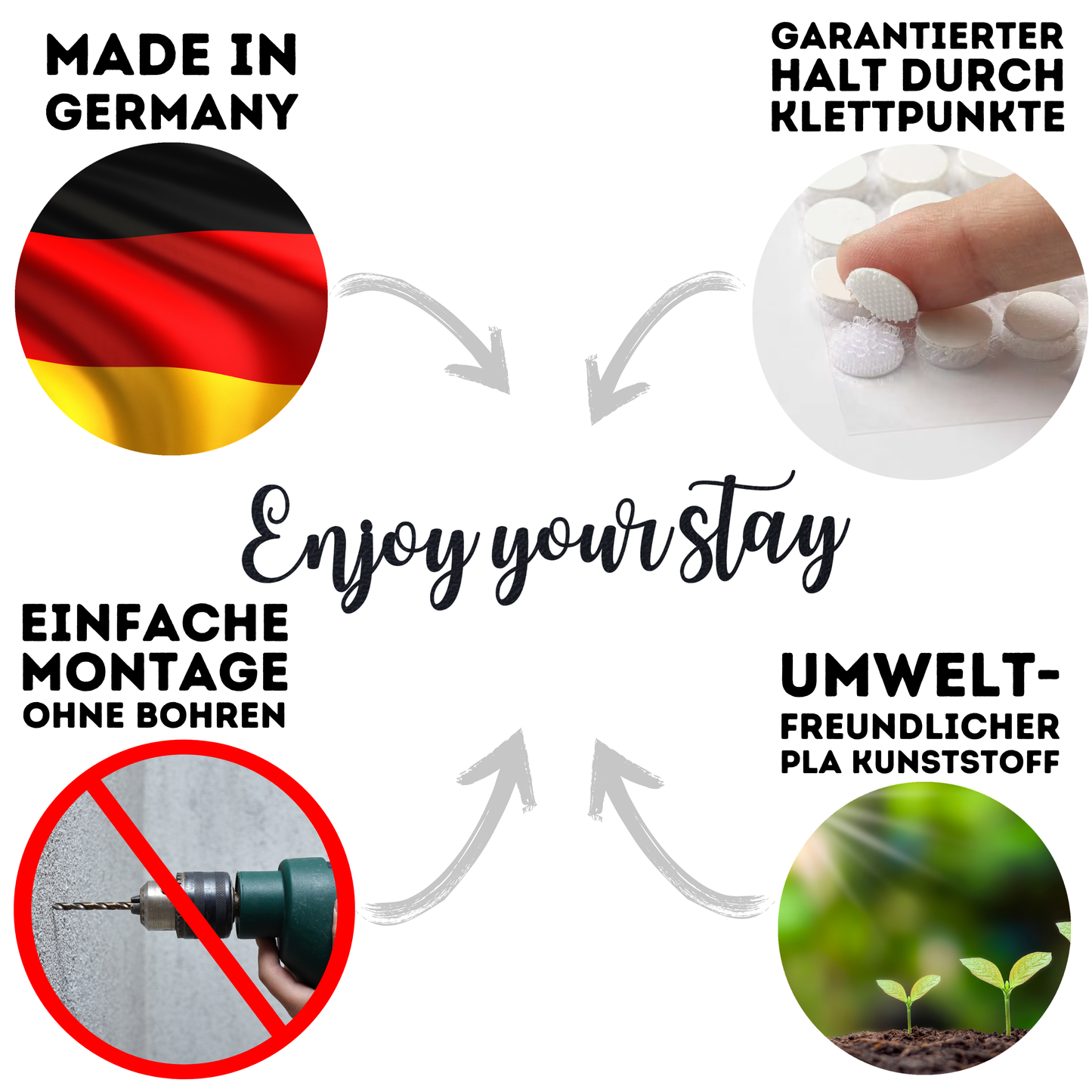 Klebendes Enjoy your stay elegant Schild als moderne Wanddekoration – weitere Produktansicht