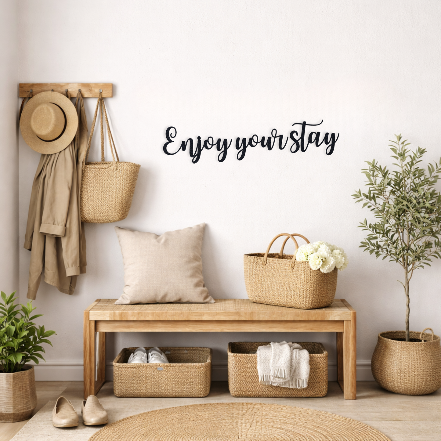 Klebendes Enjoy your stay elegant Schild als moderne Wanddekoration