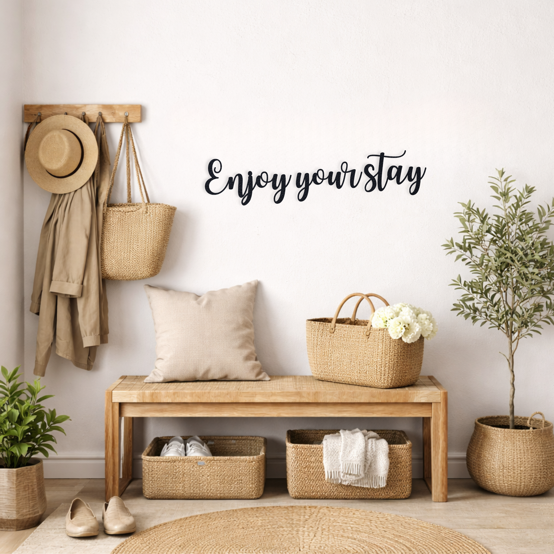 Klebendes Enjoy your stay elegant Schild als moderne Wanddekoration
