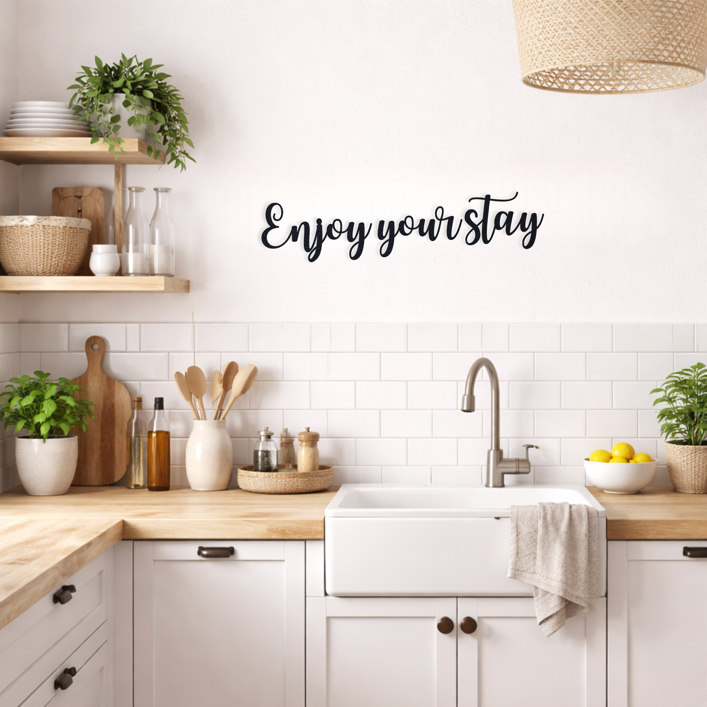 Klebendes Enjoy your stay elegant Schild als moderne Wanddekoration – Produktansicht 6