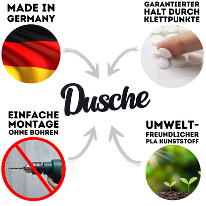 Klebendes Dusche Türschild als moderne Wanddekoration – Detailansicht