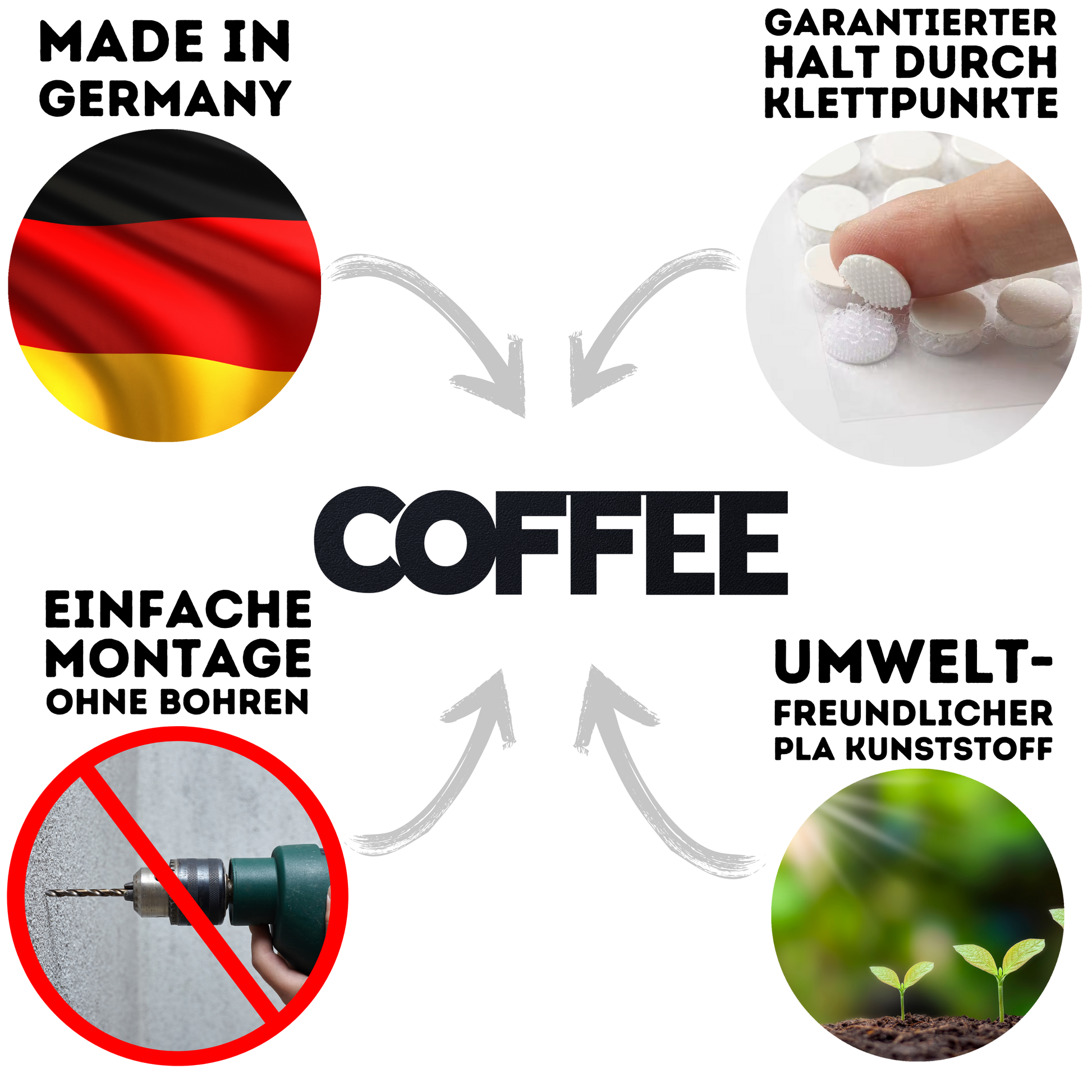 Klebendes Coffee schild als moderne Wanddekoration – Detailansicht