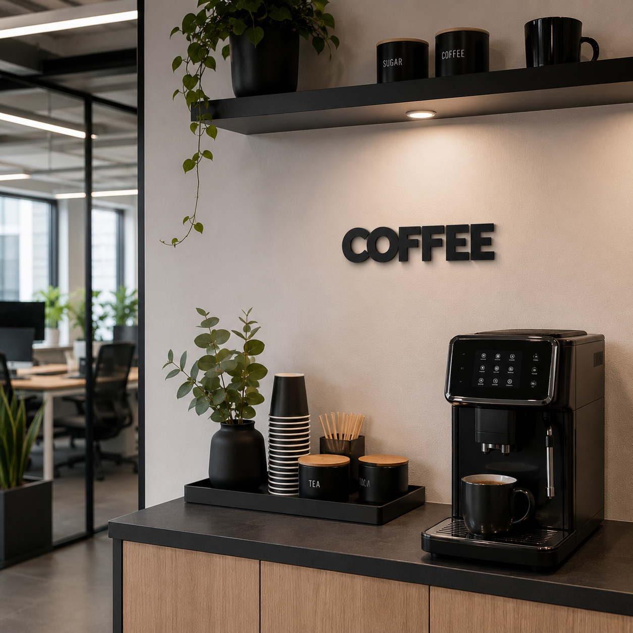 Klebendes Coffee schild als moderne Wanddekoration