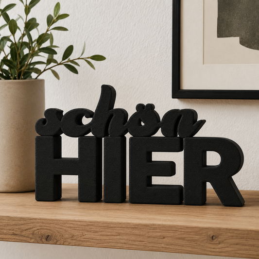 Schön Hier Aufsteller zum Hinstellen als Moderne Wohnzimmer Deko