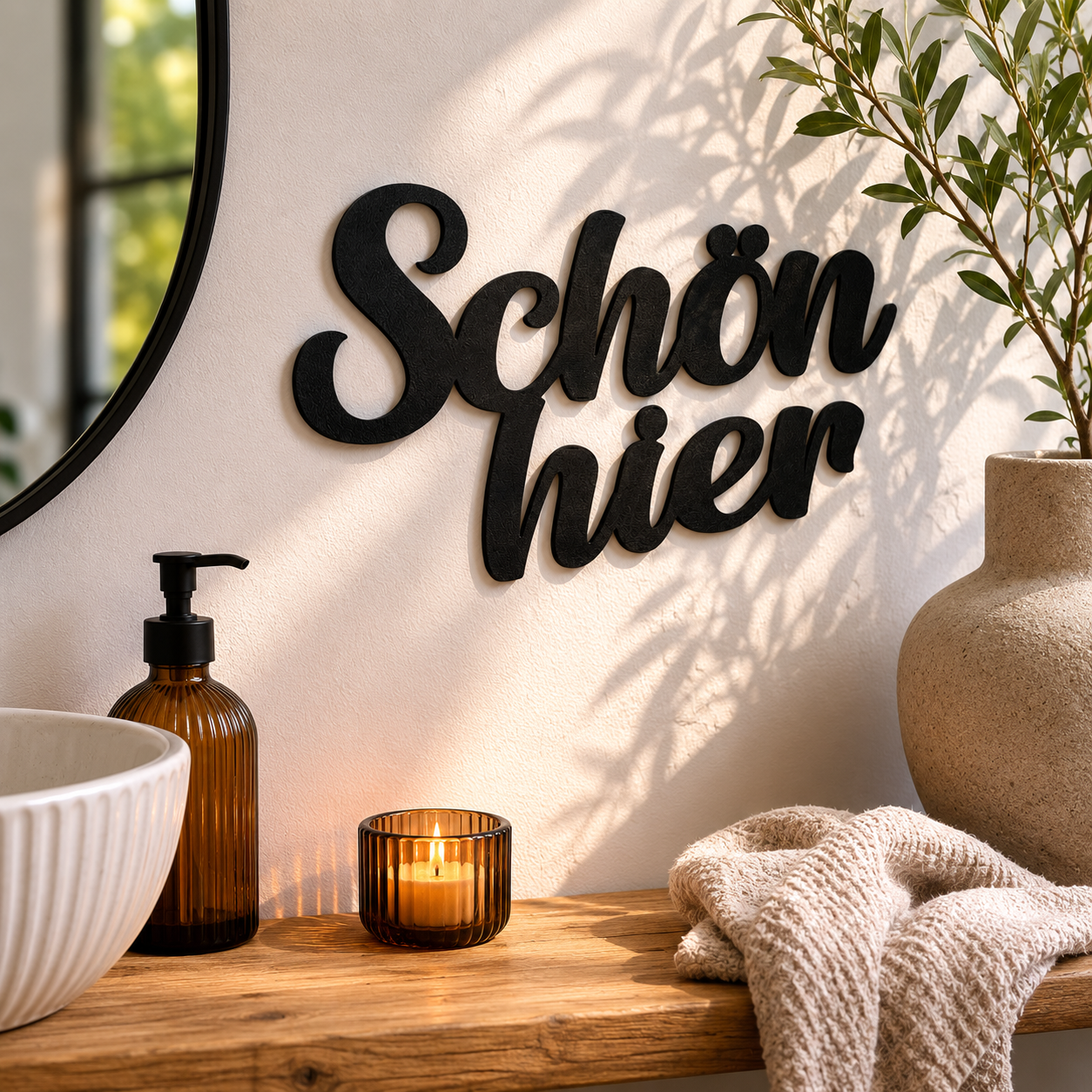 Klebendes Schön Hier Schild als moderne Wanddekoration