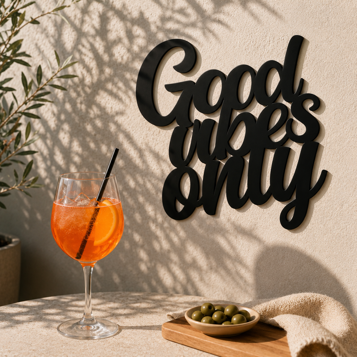 Klebendes Good vibes only Schild als moderne Wanddekoration – Produktansicht 7