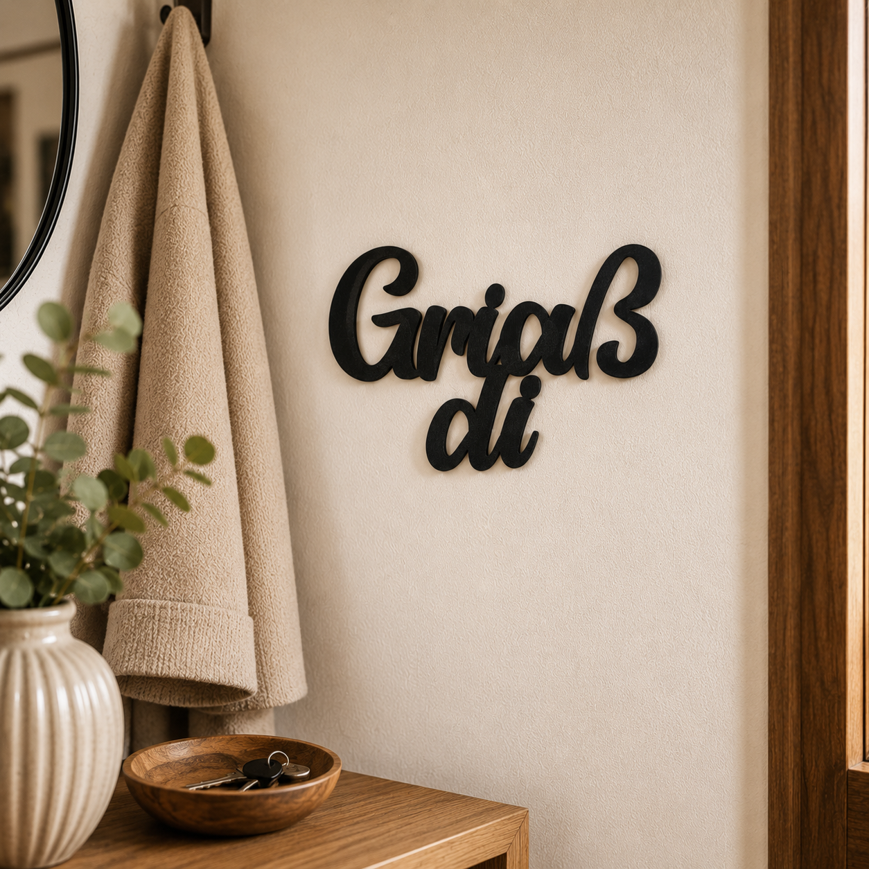 Klebendes Griaß di Schild als moderne Wanddekoration – Produktansicht 7