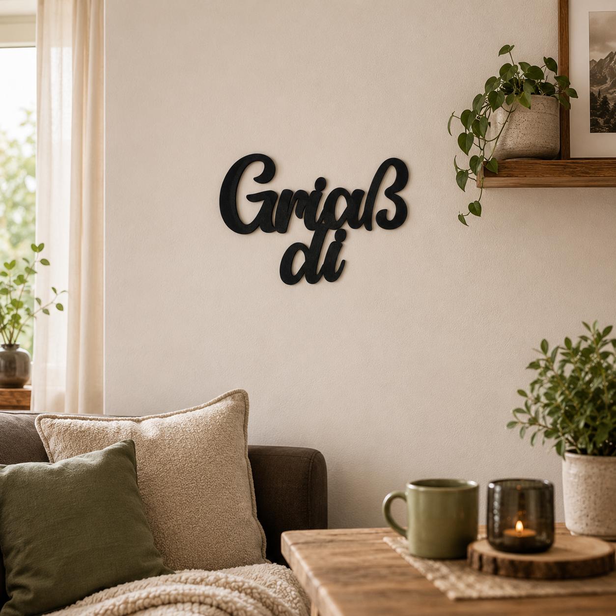 Klebendes Griaß di Schild als moderne Wanddekoration – Produktansicht 8