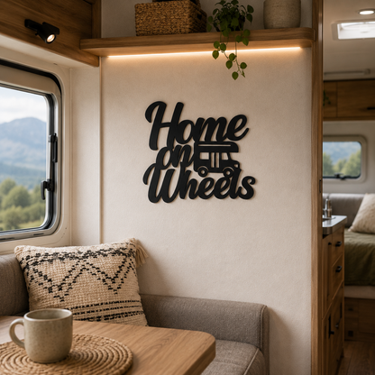 Klebendes Home on Wheels Schild als moderne Wanddekoration – Produktansicht 7