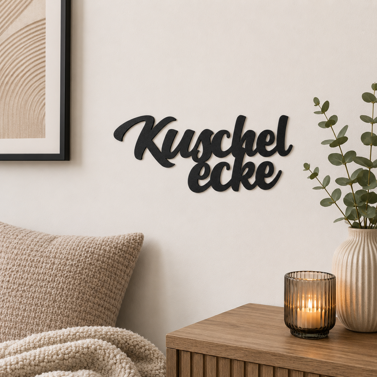 Klebendes Kuschelecke Schild als moderne Wanddekoration