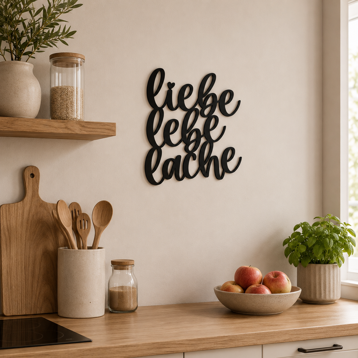 Klebendes Lebe liebe lache Schild als moderne Wanddekoration – Produktansicht 6