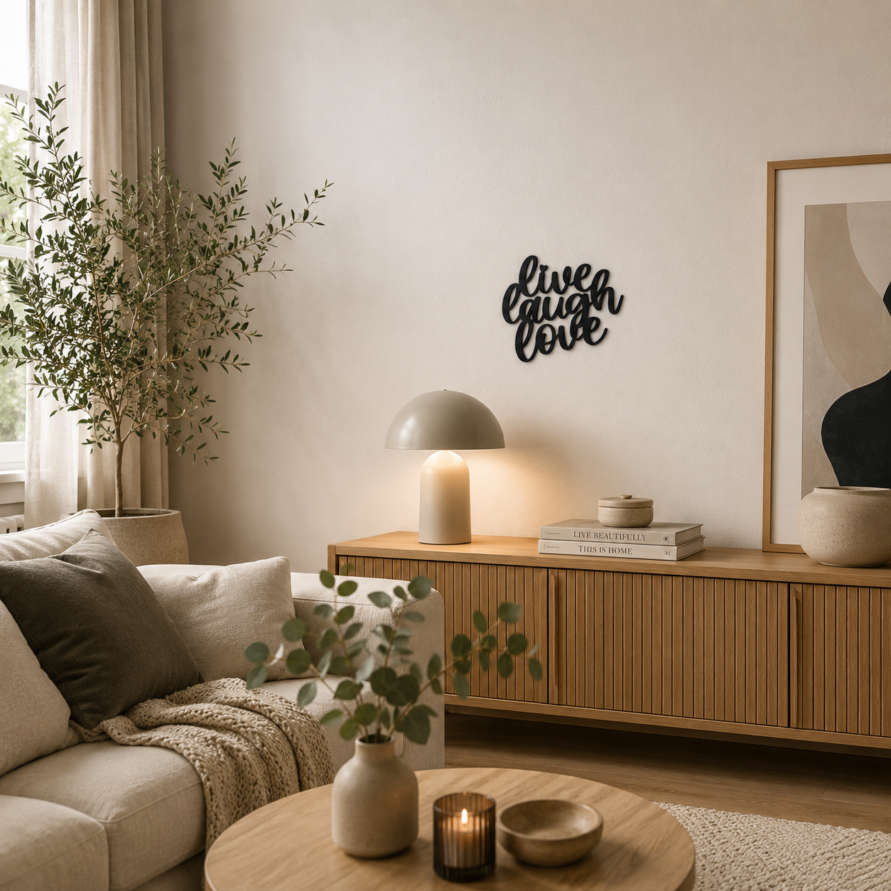 Klebendes Live Laugh Love Schild als moderne Wanddekoration – Produktansicht 6