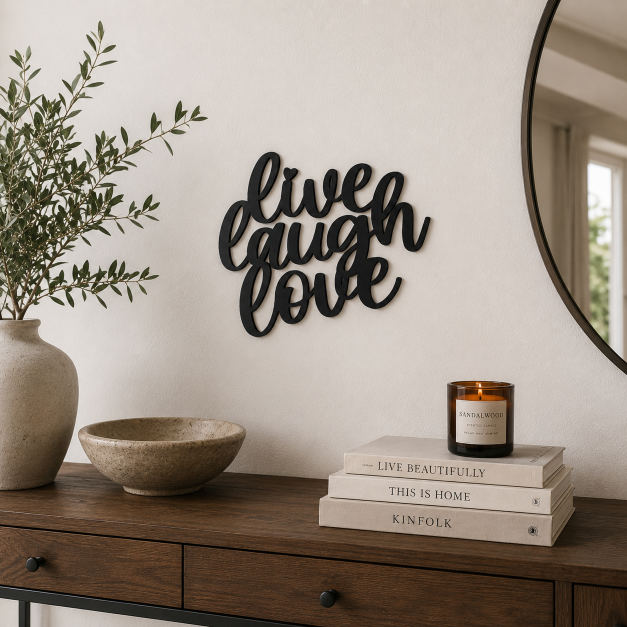Klebendes Live Laugh Love Schild als moderne Wanddekoration – Produktansicht 7