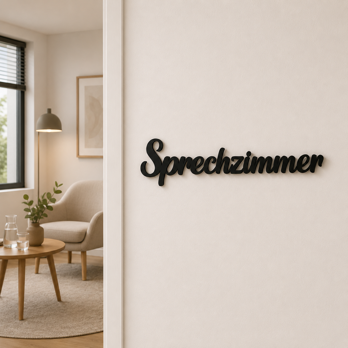 Sprechzimmer Türschild klebend als Praxisschild für die Arztpraxis