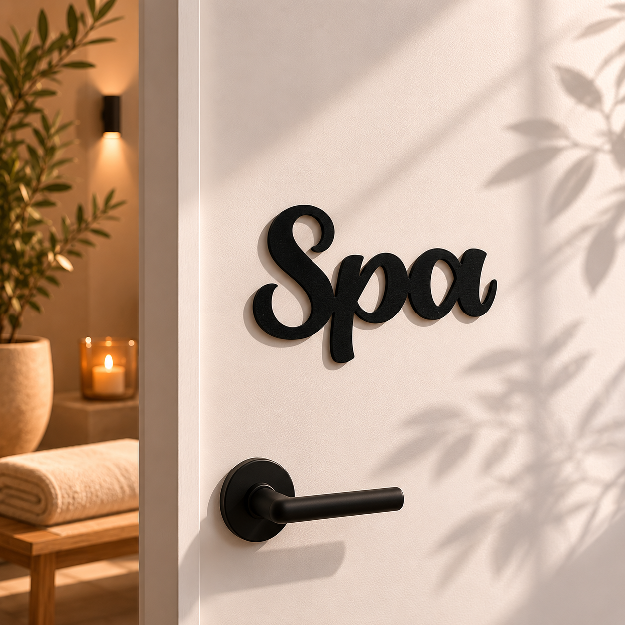 Klebendes Spa Türschild als moderne Türdekoration