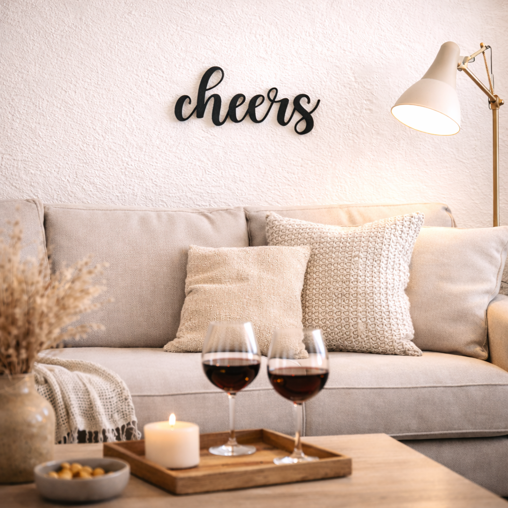 Klebendes Cheers schild als moderne Wanddekoration – Produktansicht 7