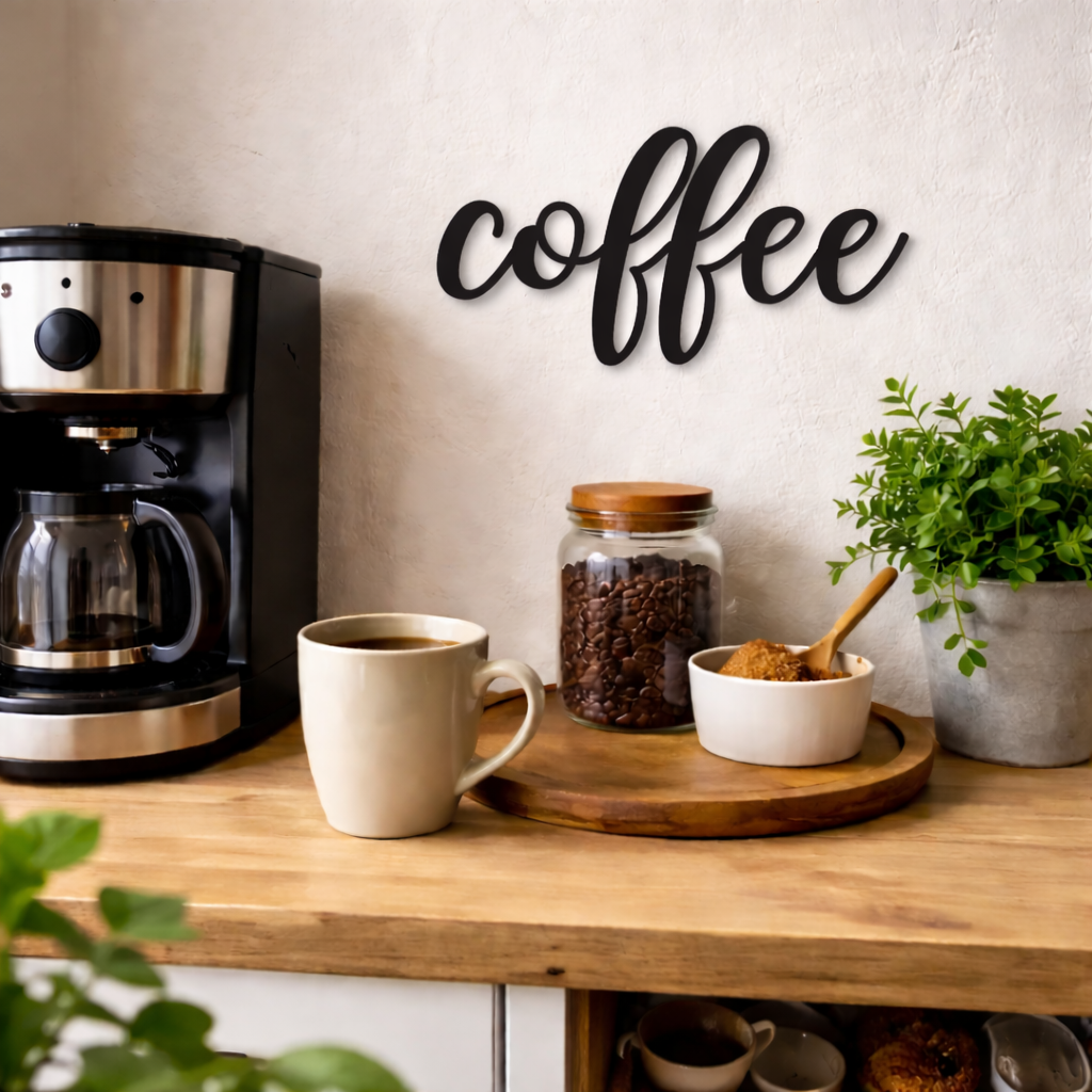 Klebendes coffee elegant Schild als moderne Wanddekoration