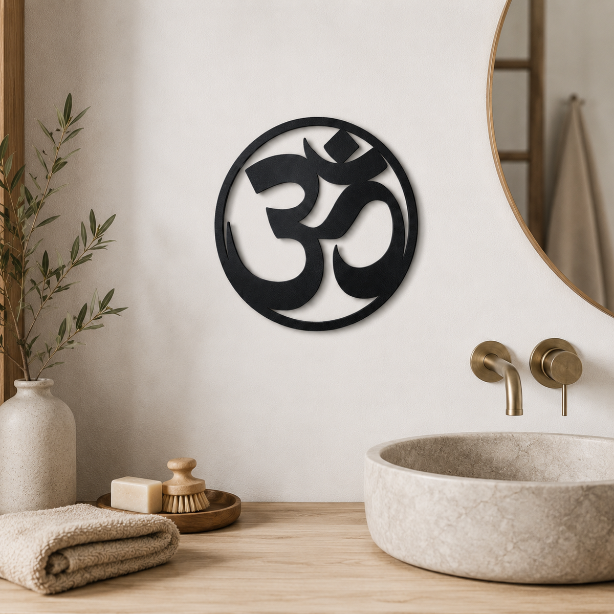Mandala Om Schild – Nahaufnahme der Oberflächenstruktur