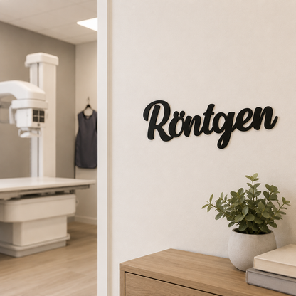Röntgen Türschild im Anwendungsbeispiel an der Tür