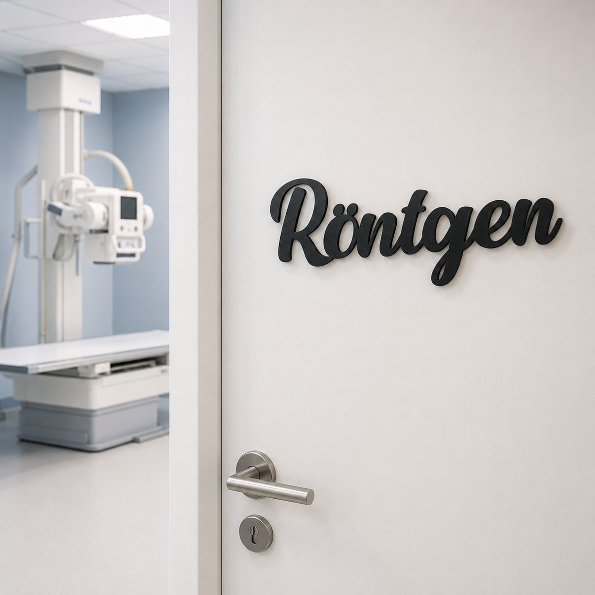 Röntgen Türschild – praktische Montage ganz ohne Bohren