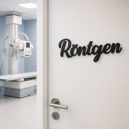 Röntgen Türschild – praktische Montage ganz ohne Bohren