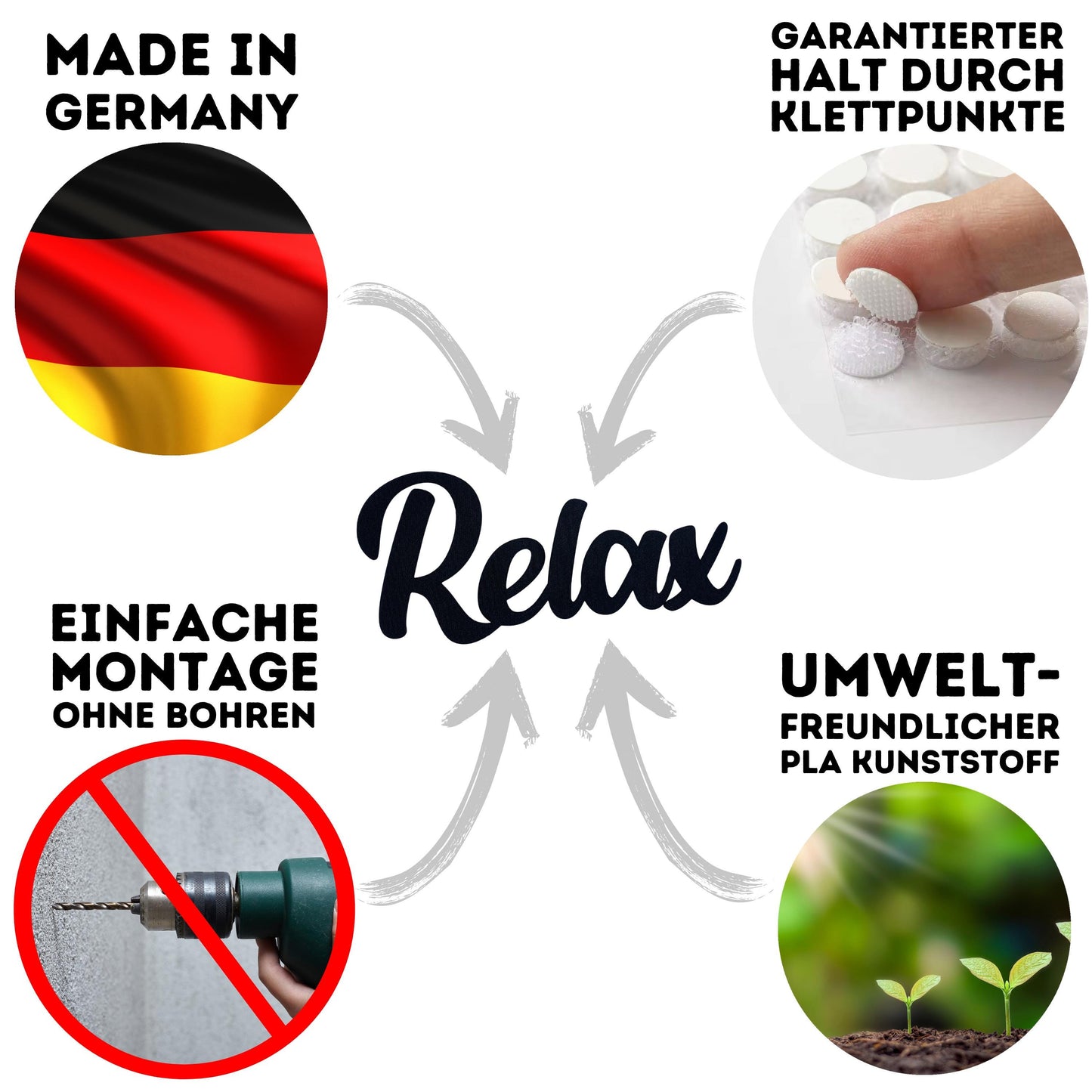 Klebendes Relax Schild als moderne Wanddekoration – weitere Produktansicht
