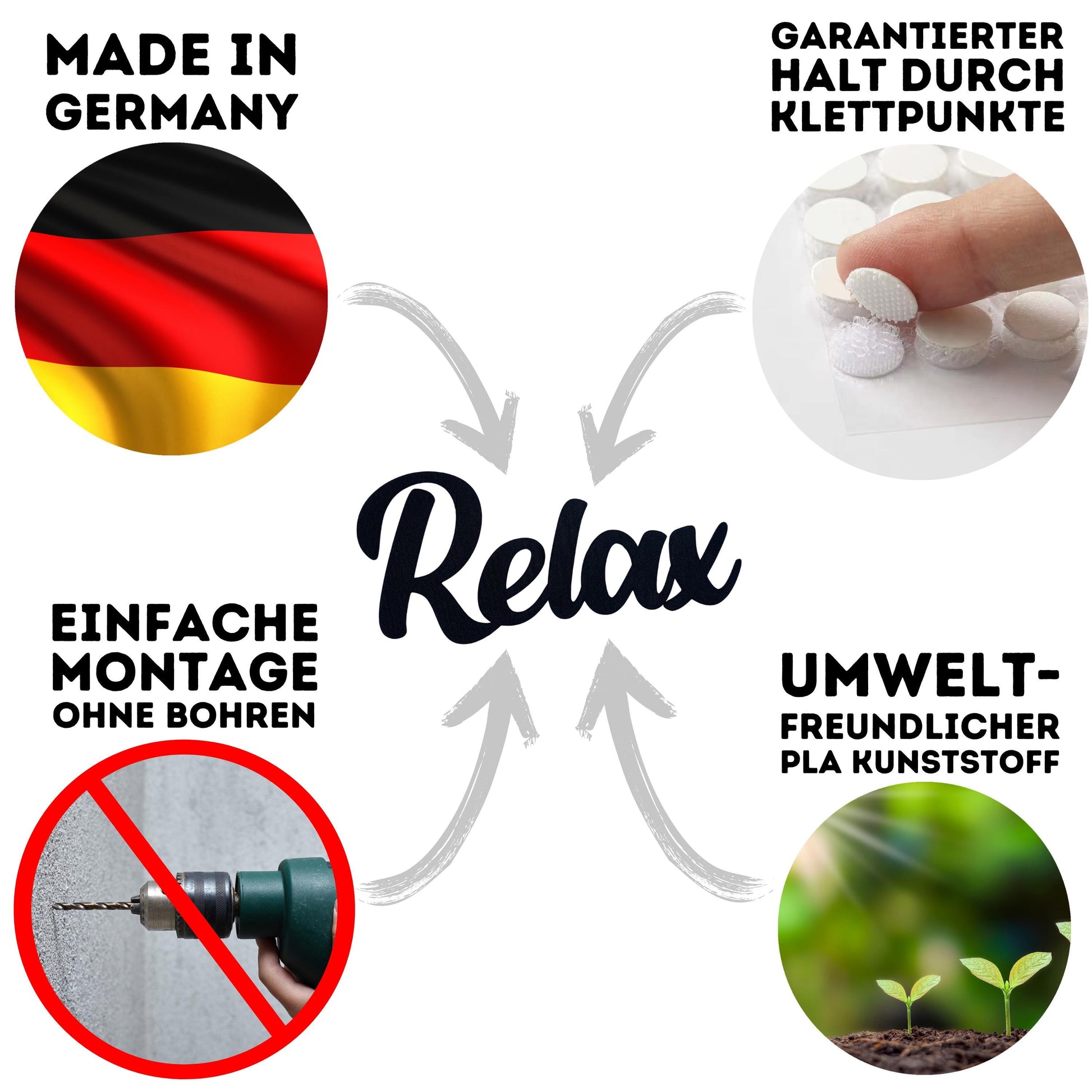 Klebendes Relax Schild als moderne Wanddekoration – weitere Produktansicht