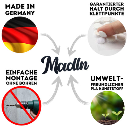 Klebendes Madl Schild als moderne Türdekoration – Detailansicht