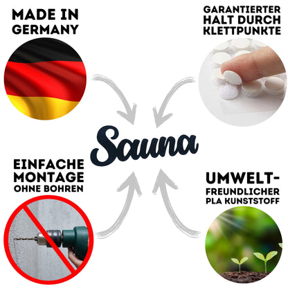 Klebendes Sauna Türschild als moderne Türdekoration – weitere Produktansicht