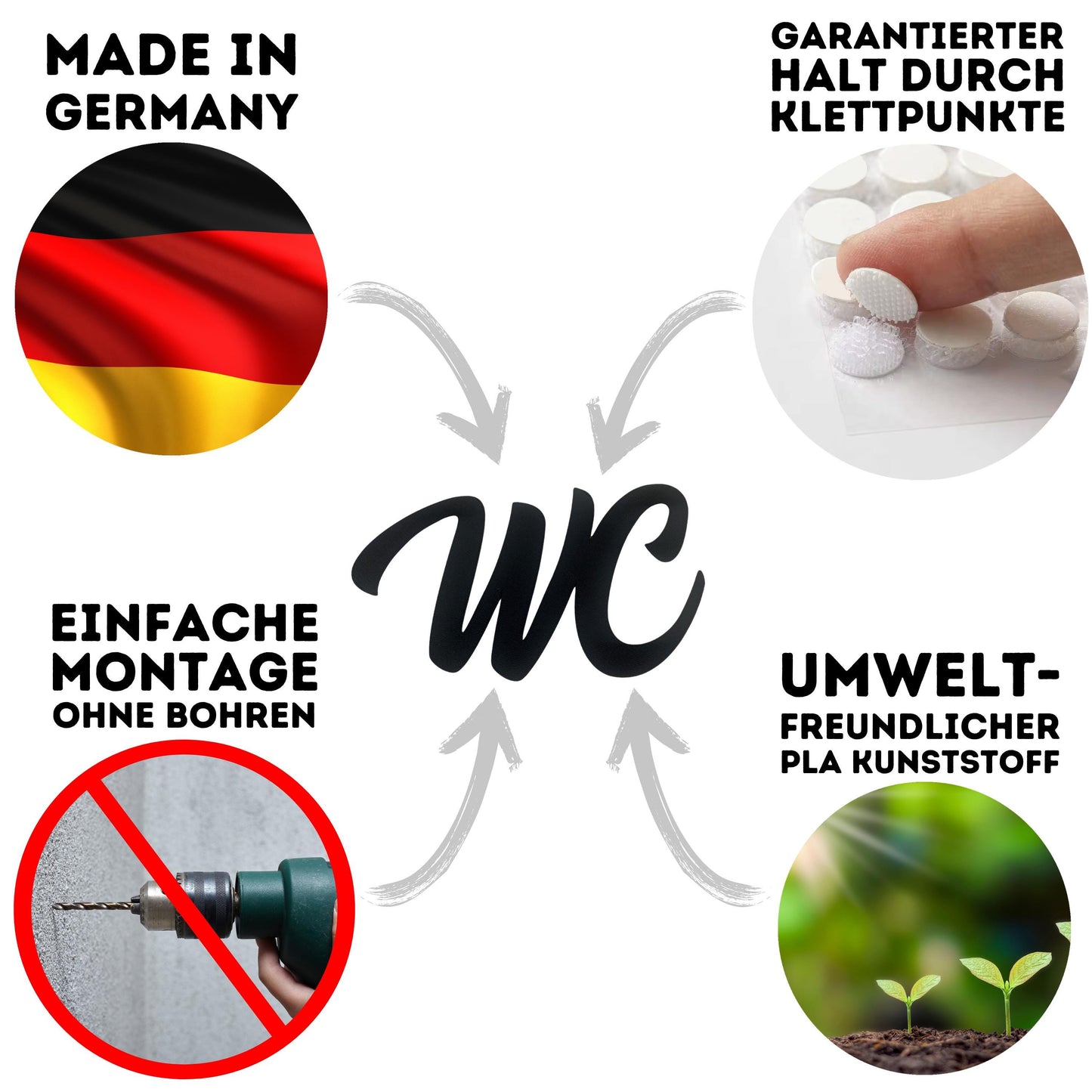 Klebendes WC Türschild als moderne Türdekoration – weitere Produktansicht