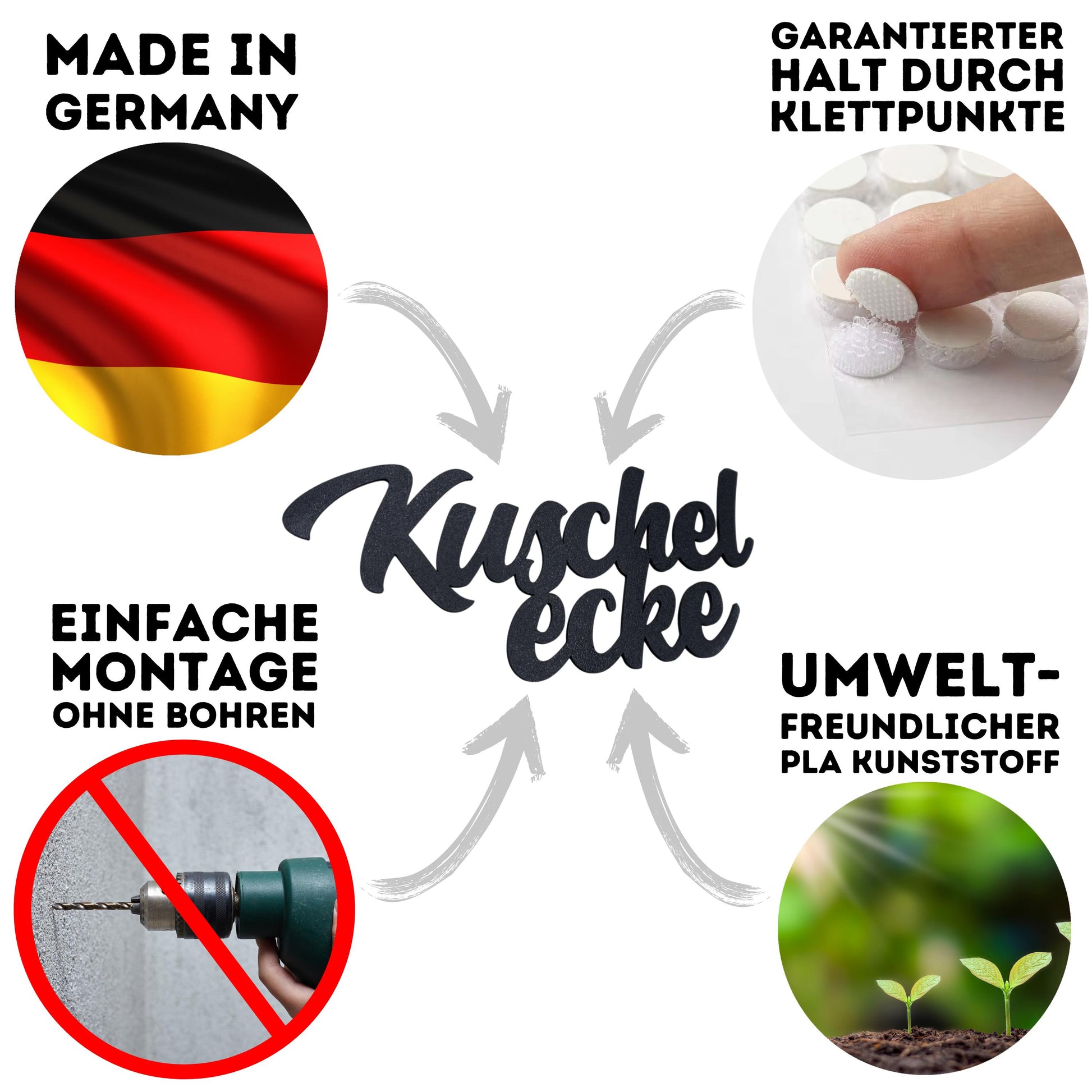 Klebendes Kuschelecke Schild als moderne Wanddekoration – Detailansicht