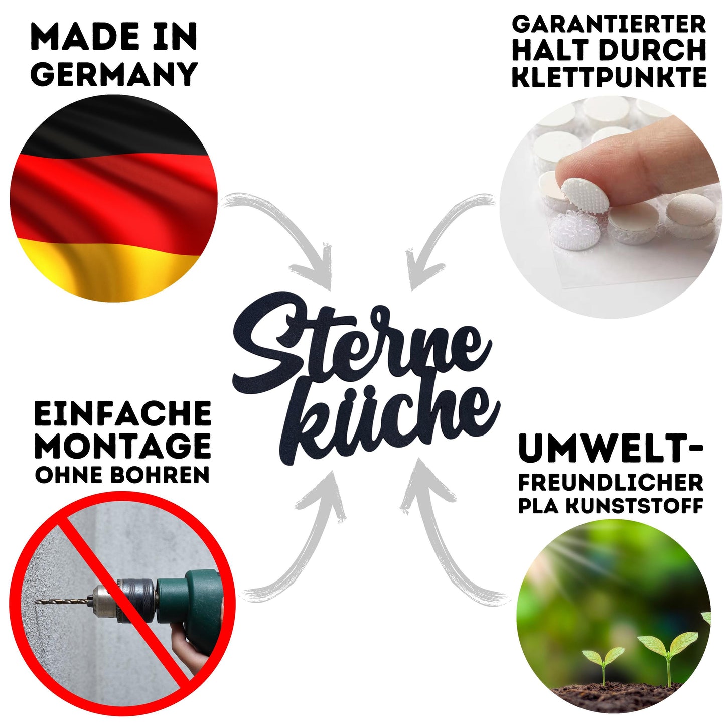 Klebendes Sterneküche Schild als moderne Wanddekoration – weitere Produktansicht