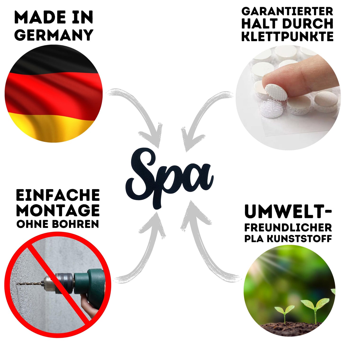 Klebendes Spa Türschild als moderne Türdekoration – weitere Produktansicht