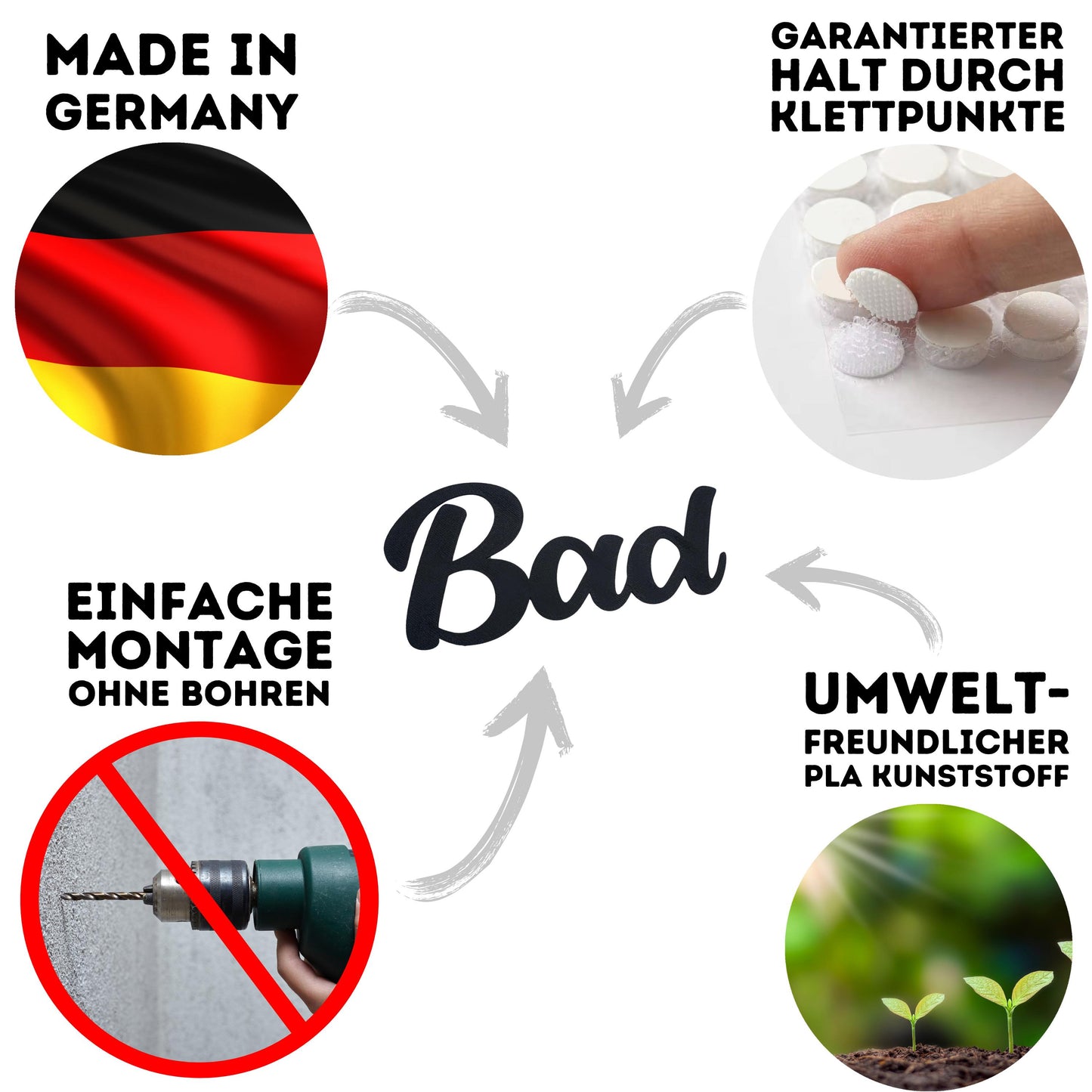 Klebendes Bad Türschild als moderne Türdekoration – weitere Produktansicht
