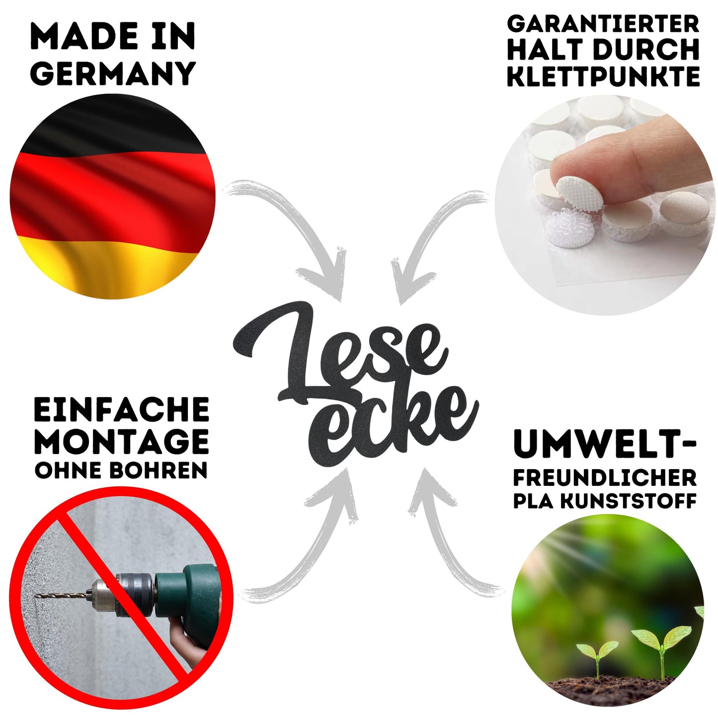 Klebendes Leseecke Schild als moderne Wanddekoration – weitere Produktansicht