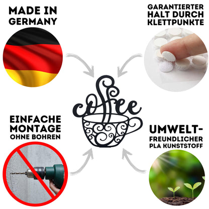 Klebendes Coffee Schild als moderne Wanddekoration – Detailansicht