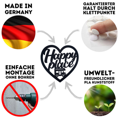 Klebendes Happy place Schild als moderne Wanddekoration – Produktansicht 4