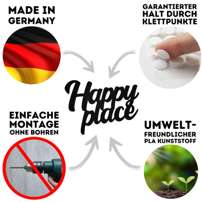 Klebendes Happy Place Schild als moderne Wanddekoration – weitere Produktansicht